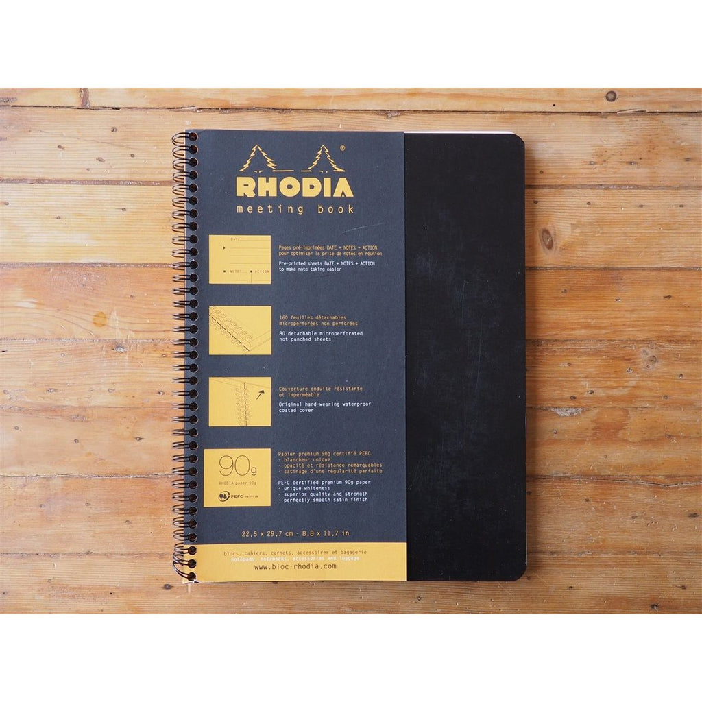 Rhodia Spiral Bound Meeting Notebook - A4+ Black (21cm x 29.7cm)