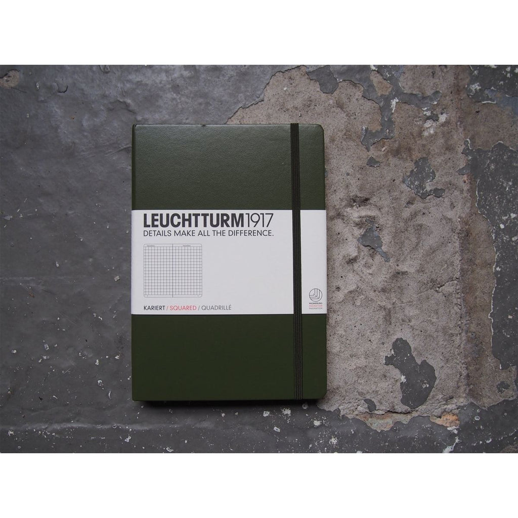<center>Leuchtturm Hardcover A5 Notebook - Army Green (Grid)</center>