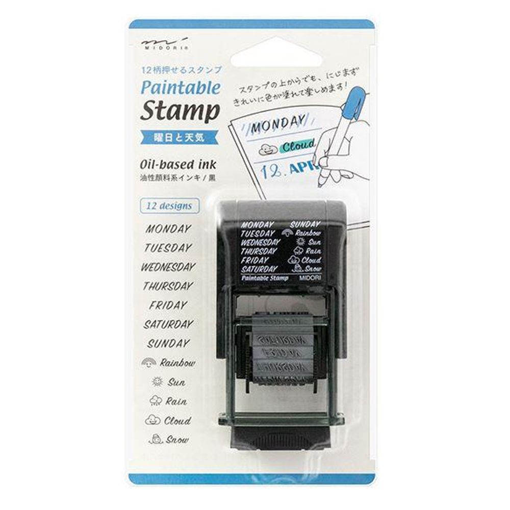 Midori Paintable Stamp - Days of the Week and Weather