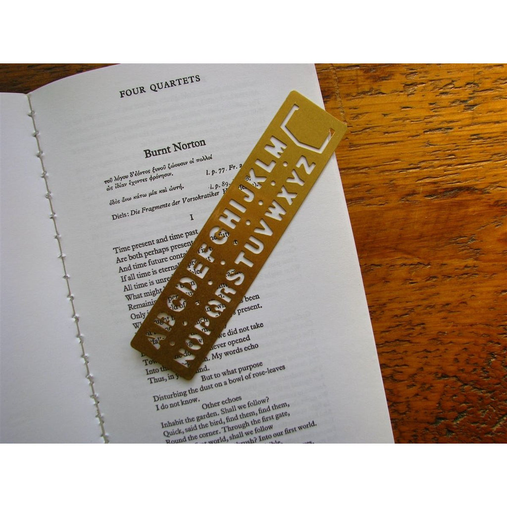Traveler's Company Brass Bookmark and Alphabet Guide