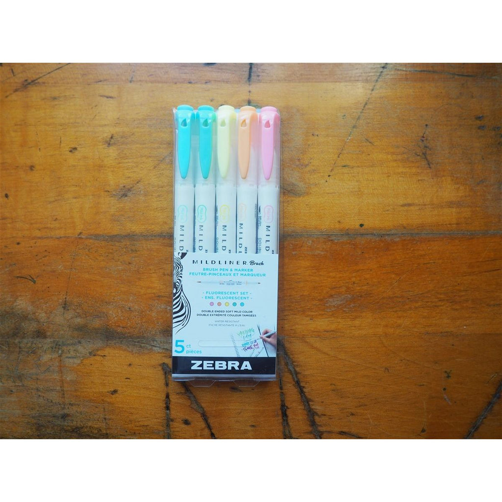 Zebra - Mildliner Brush - Fluorescent - 5 Pack