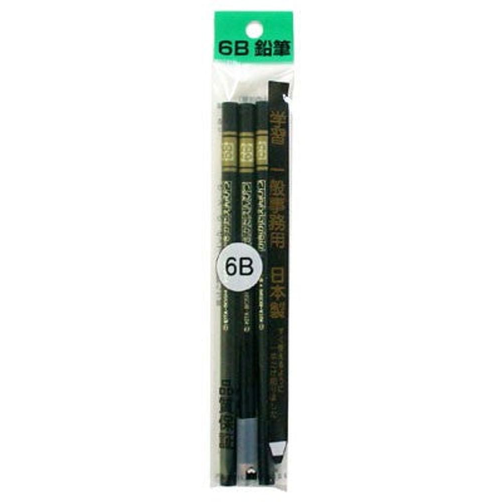 Kitaboshi HIT Pencil - 6B (pack of 3 pencils)