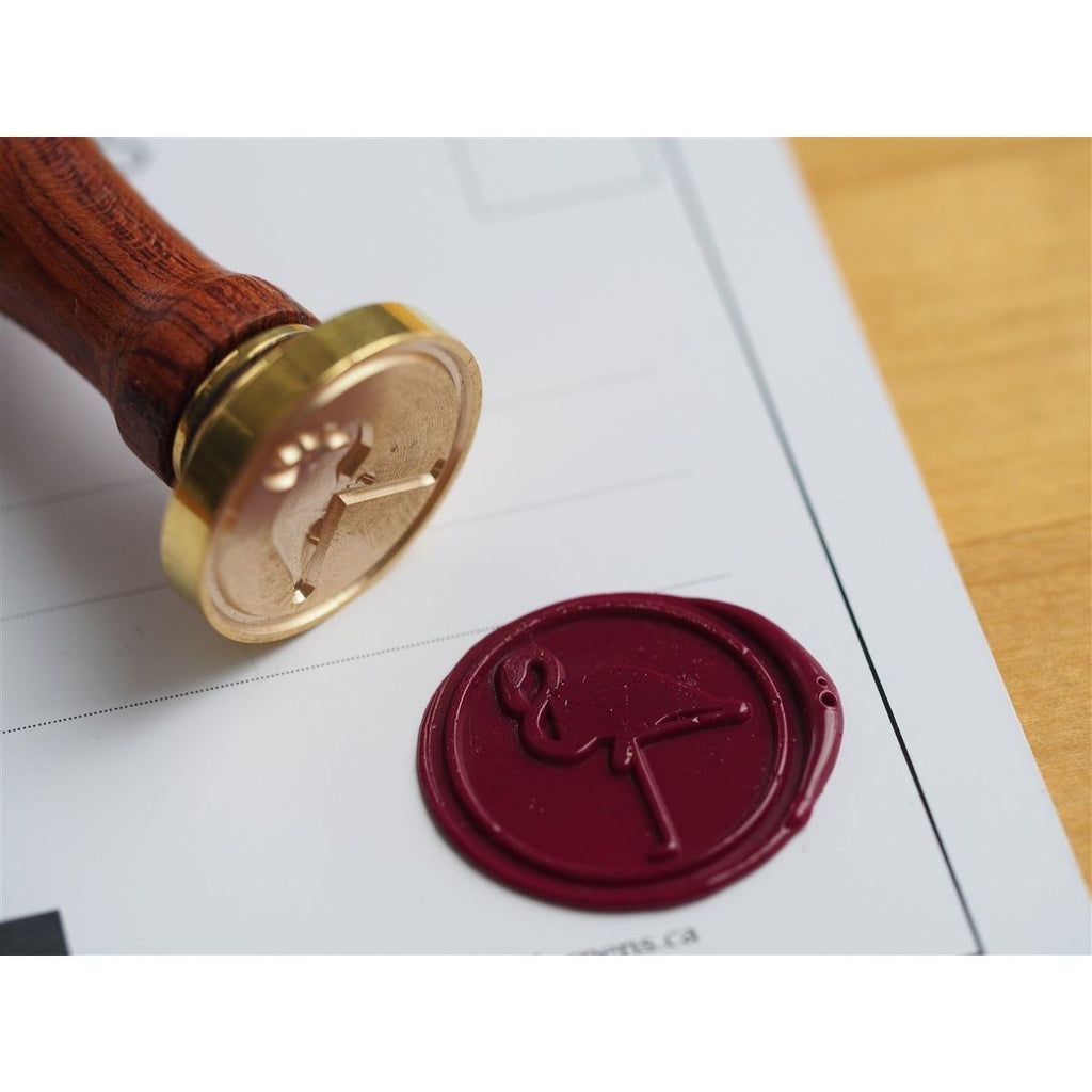 Backtozero Brass Seal with Wooden Handle - Flamingo