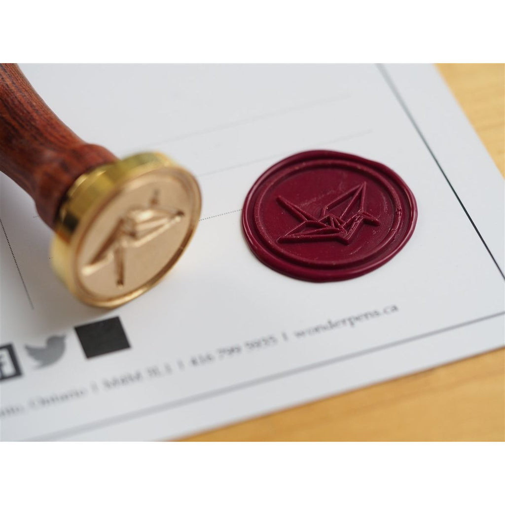 Backtozero Brass Seal with Wooden Handle - Origami Crane