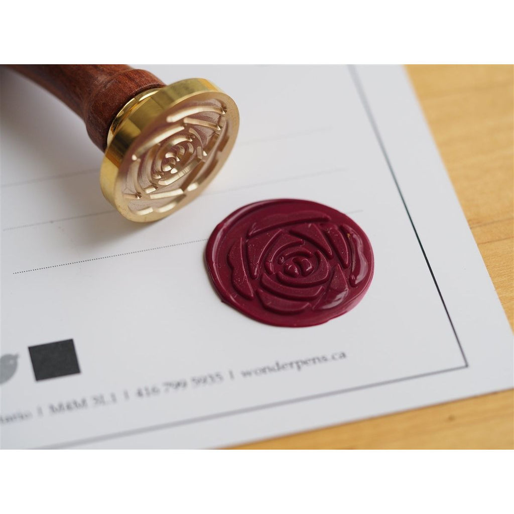 Backtozero Brass Seal with Wooden Handle - Peony Flower