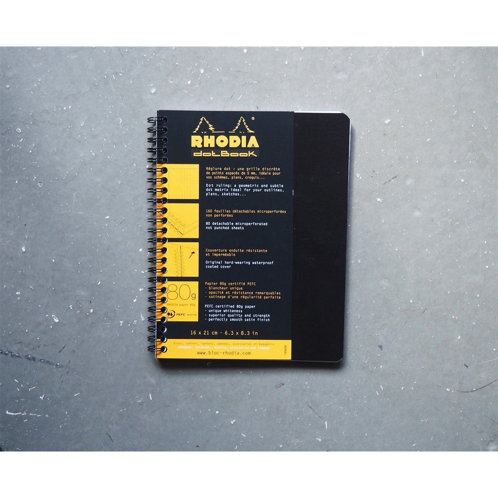 Rhodia Classic Spiral Bound dotBook - Black (16cm x 21cm)