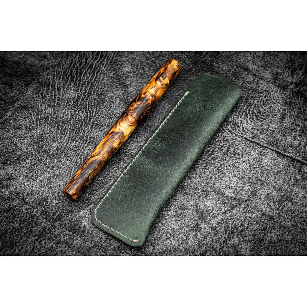 Galen Leather - Single Fountain Pen Sleeve - Crazy Horse Forest Green