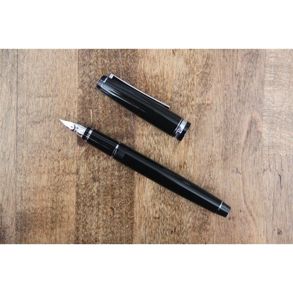 Pilot Falcon Resin Fountain Pen - Black with Silver Trim