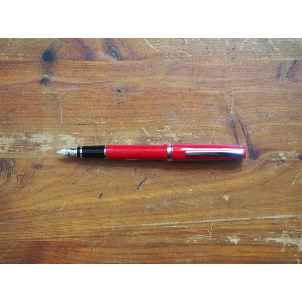 Pilot Falcon Resin Fountain Pen - Red with Silver Trim