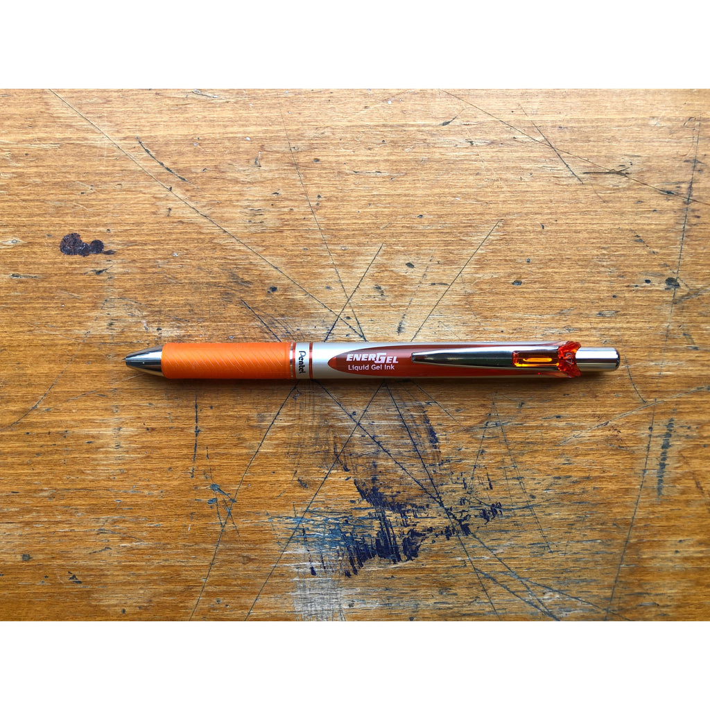 Pentel Energel Retractable Gel Roller Pen 0.7mm - Orange