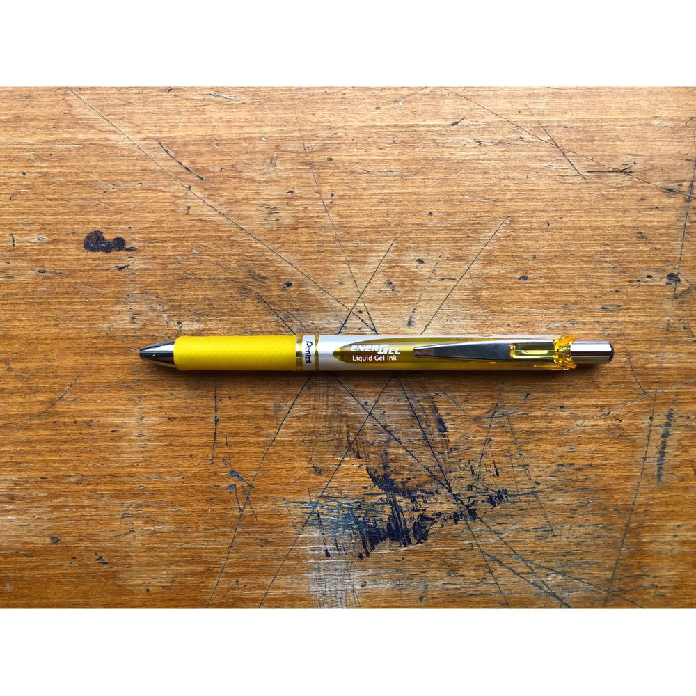 Pentel Energel Retractable Gel Roller Pen 0.7mm - Yellow