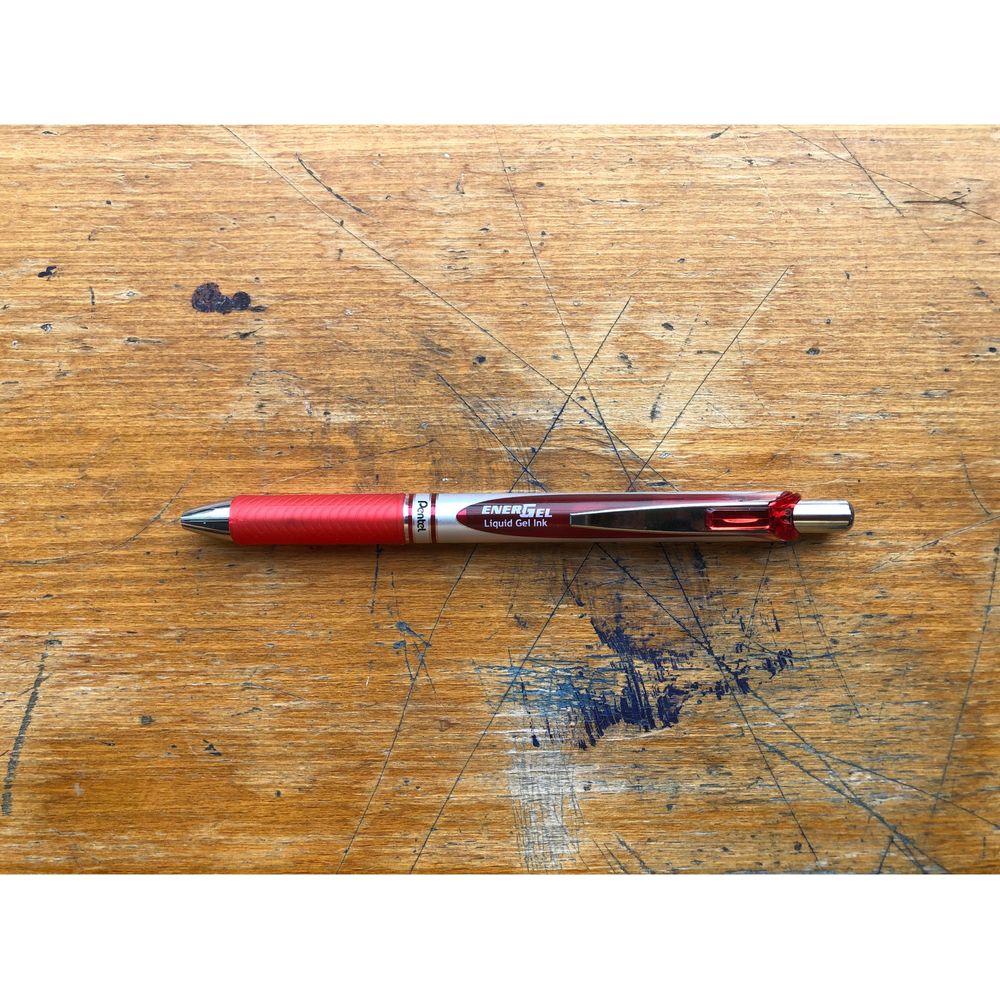 Pentel Energel Retractable Gel Roller Pen 0.7mm - Red
