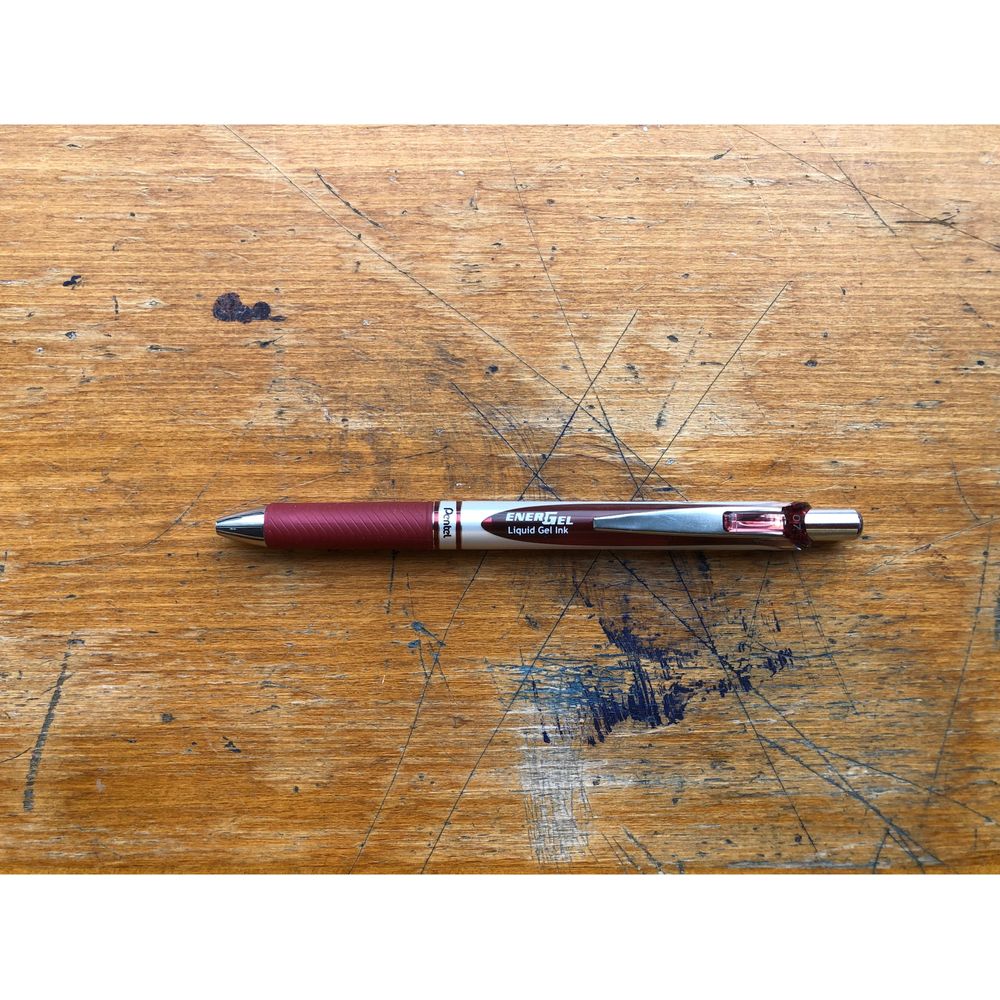 Pentel Energel Retractable Gel Roller Pen 0.7mm - Burgundy