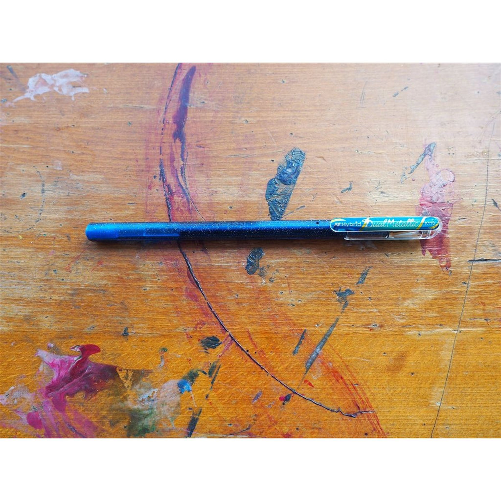 Pentel Hybrid Dual Metallic Gel Pen - Blue & Metallic Green