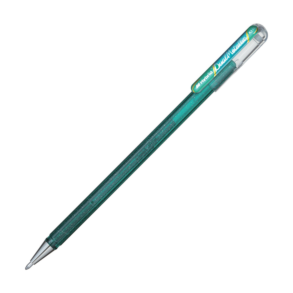 Pentel Hybrid Dual Metallic Gel Pen - Green & Metallic Blue