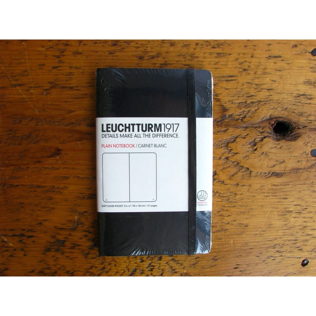 Leuchtturm Softcover A6 Pocket Notebook - Black (Plain)