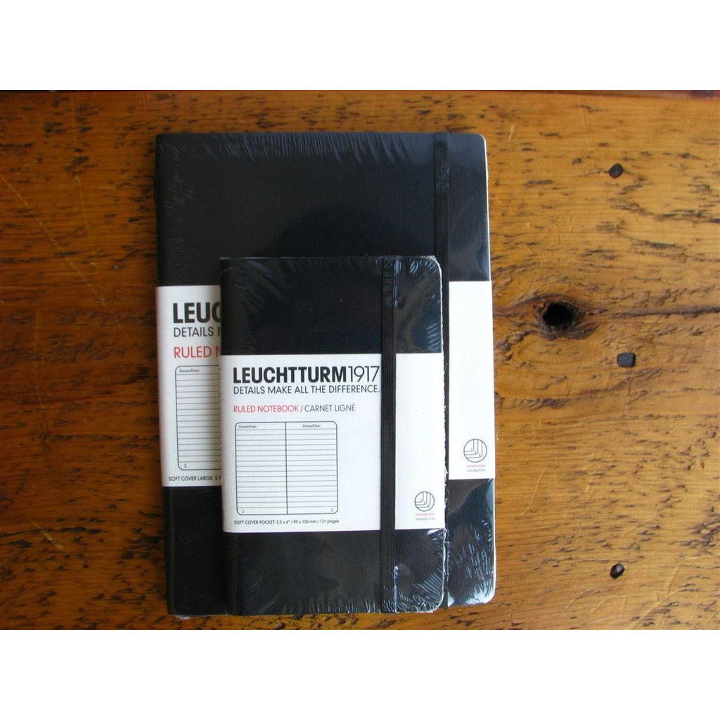 <center>Leuchtturm Softcover A5 Notebook - Black (Lined)</center>