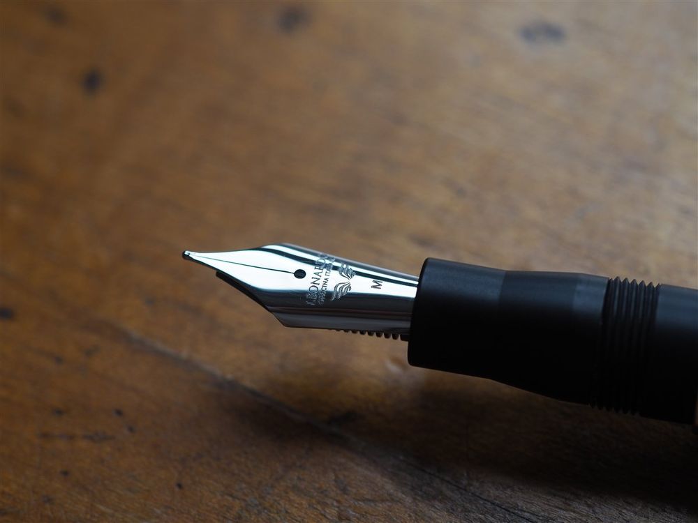 Leonardo Momento Zero Fountain Pen - Black Matte Resin - Silver Trim