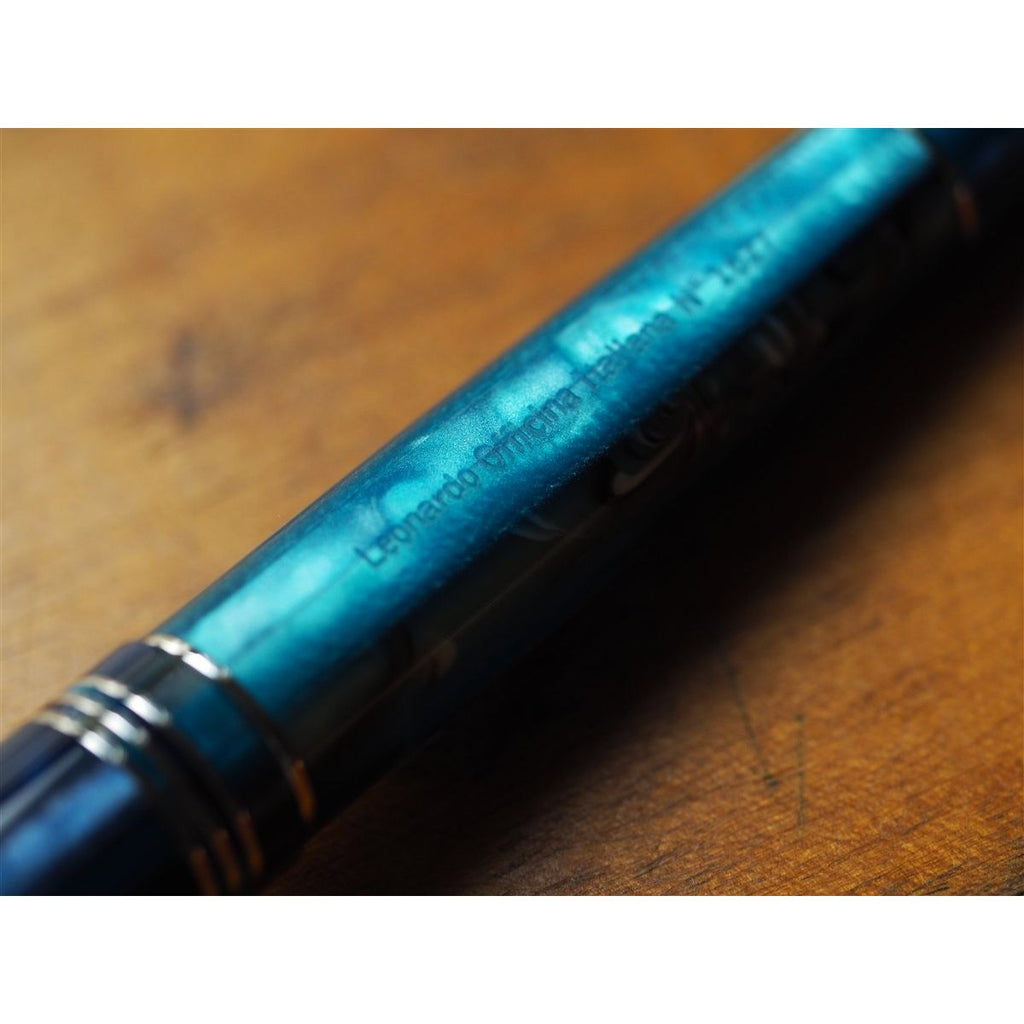 Leonardo Momento Zero Fountain Pen - Blue Hawaii Resin - Silver Trim