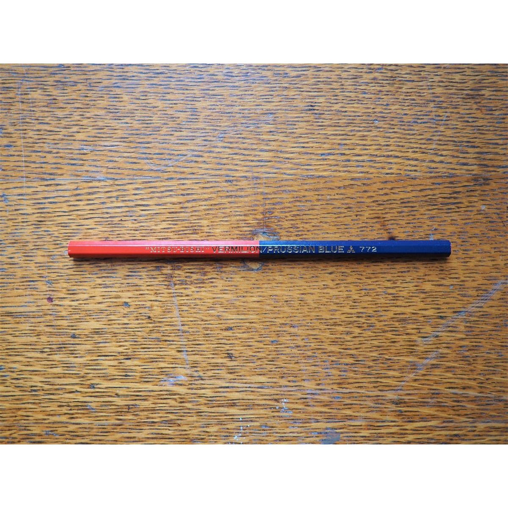 Mitsubishi Hexgonal Coloured Pencil - Vermillion and Prussian Blue (No. 772)