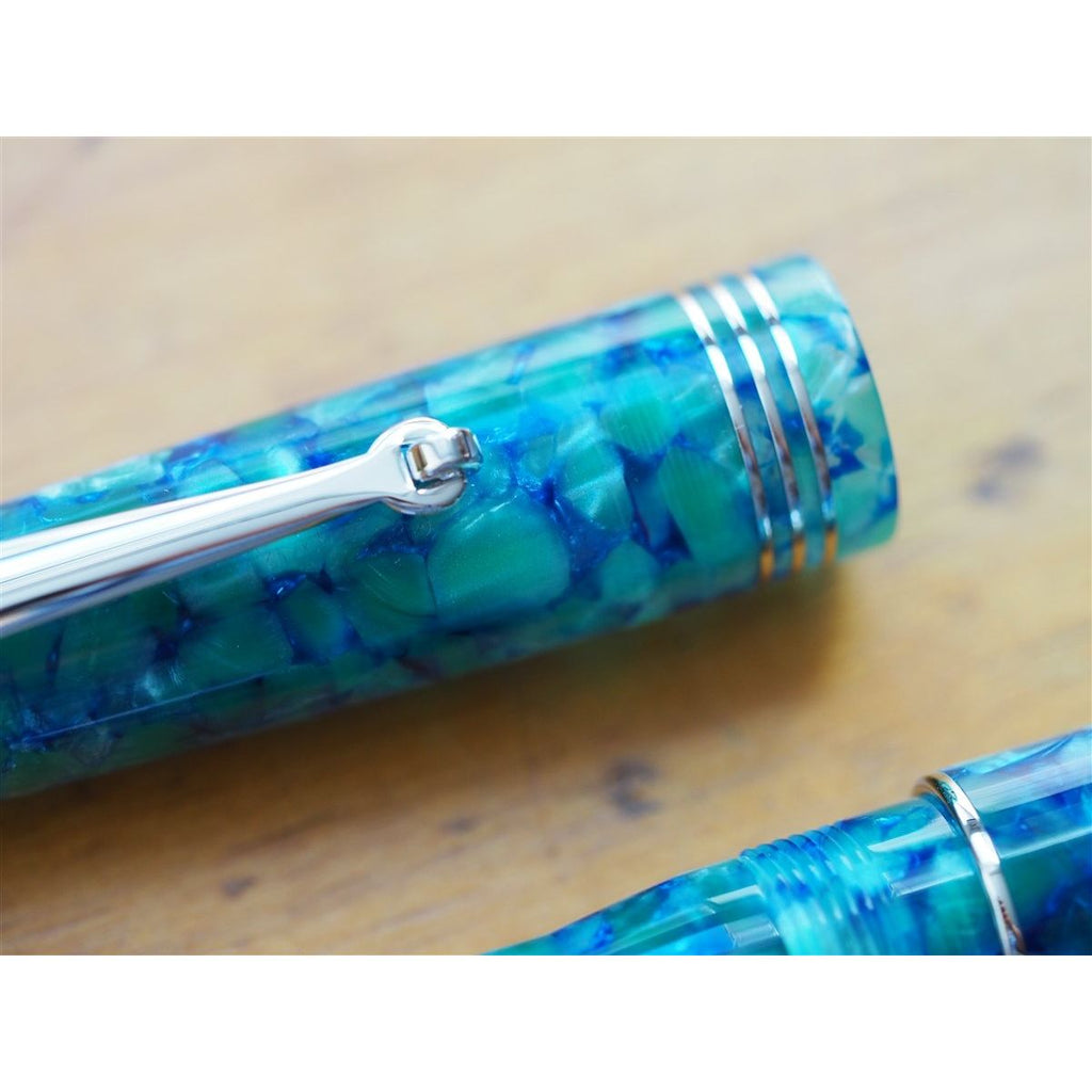 Leonardo Momento Zero Fountain Pen - Green/Blue - Silver Trim