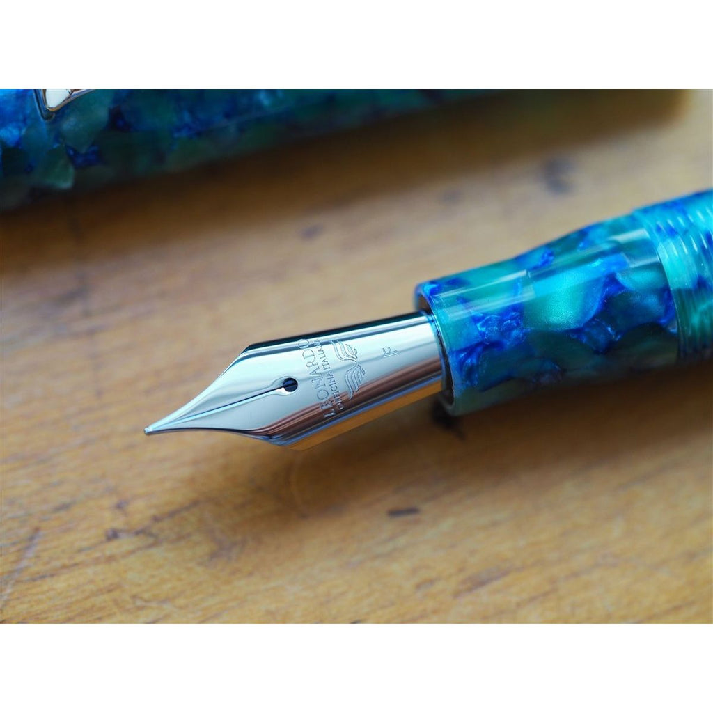 Leonardo Momento Zero Fountain Pen - Green/Blue - Silver Trim