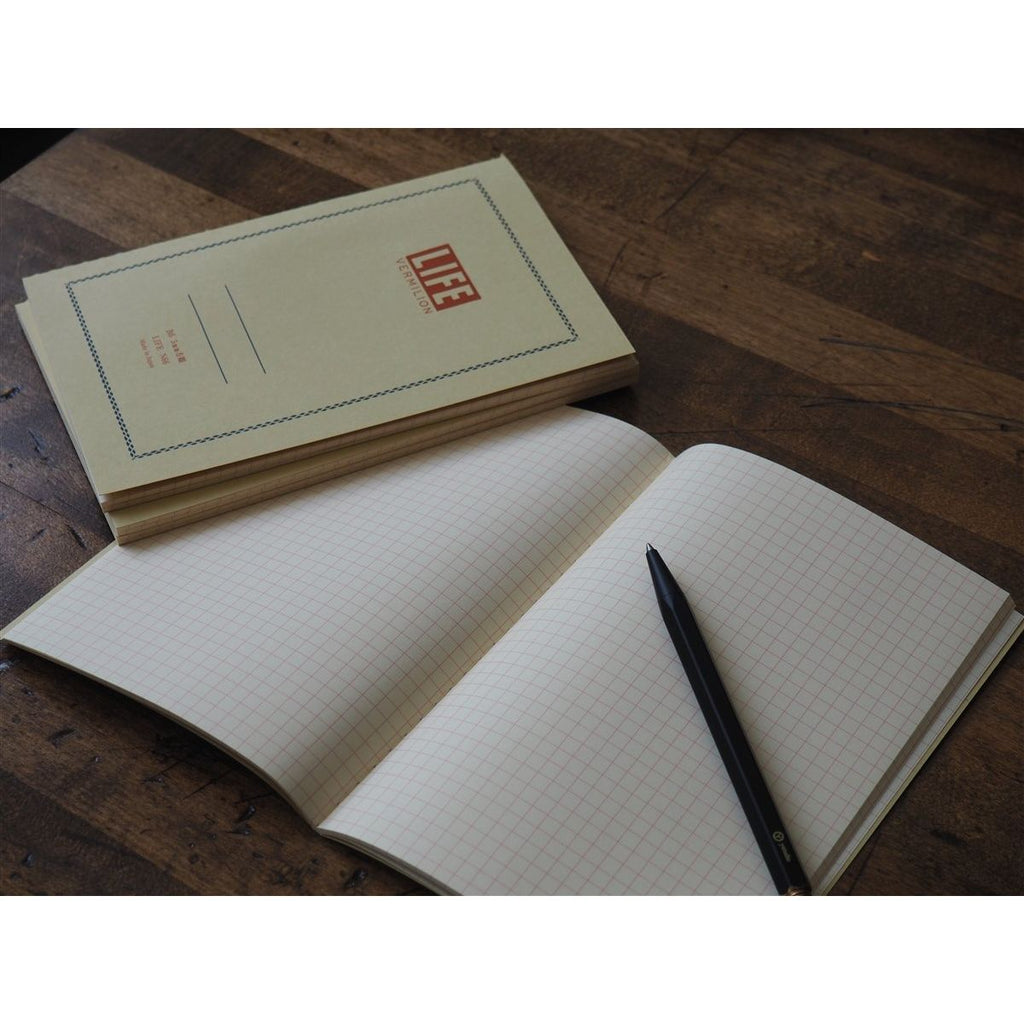 Life Japanese Stationery Vermilion Notebook B6 - Grid