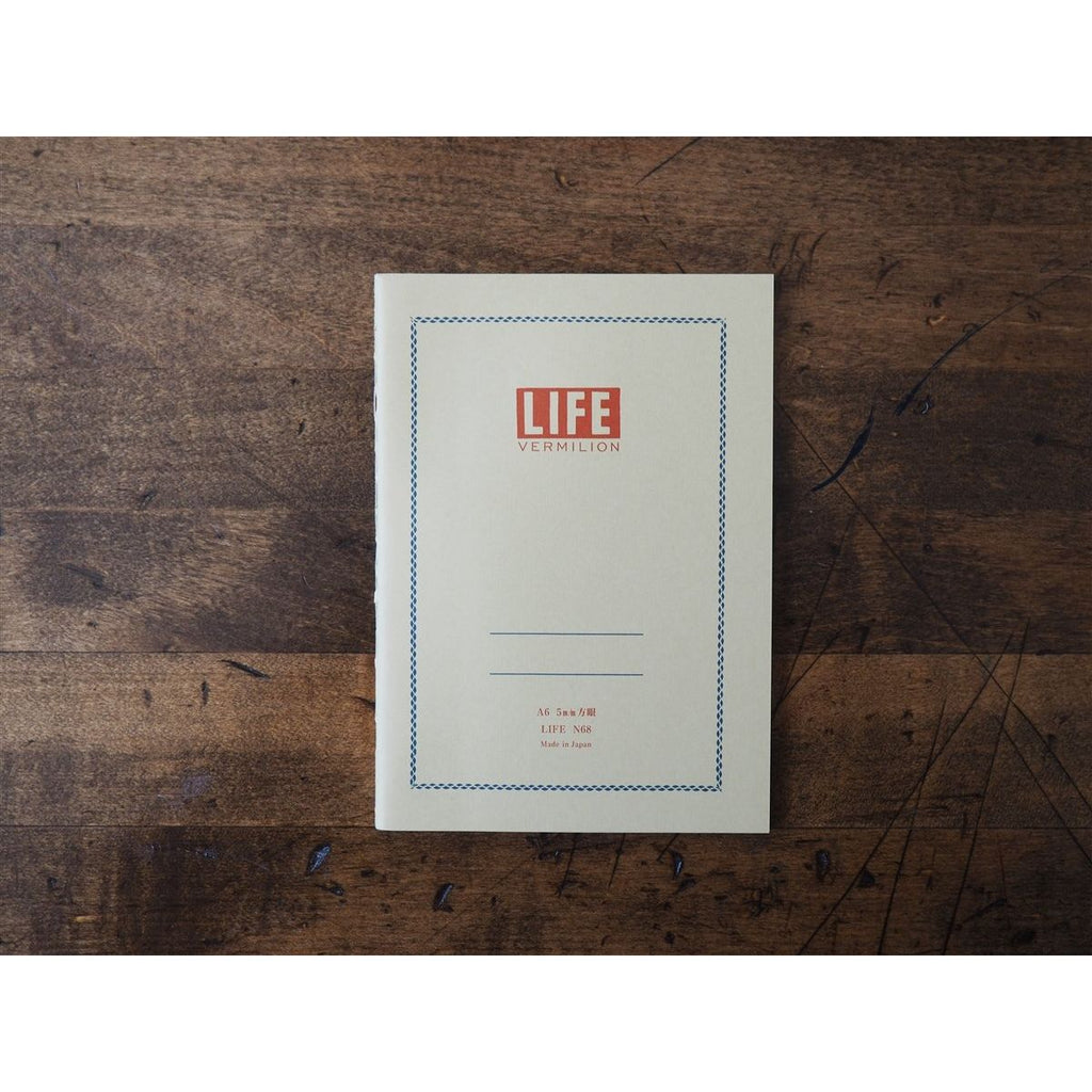 Life Japanese Stationery Vermilion Notebook A6 - Grid