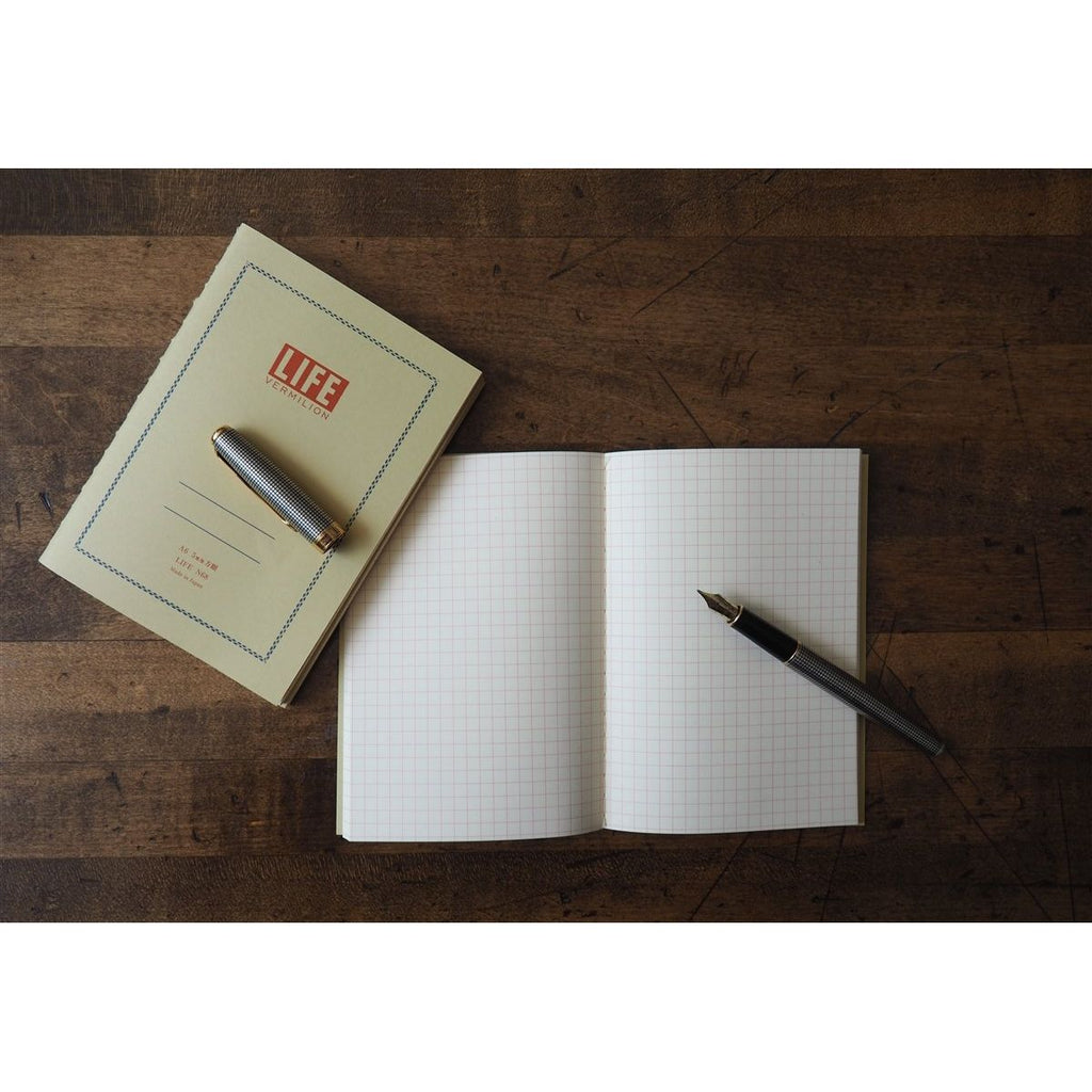 Life Japanese Stationery Vermilion Notebook A6 - Grid