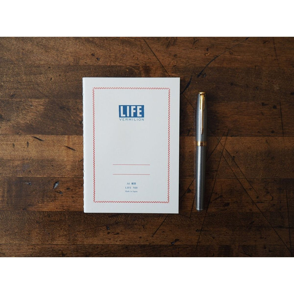 Life Japanese Stationery Vermilion Notebook A6 - Ruled