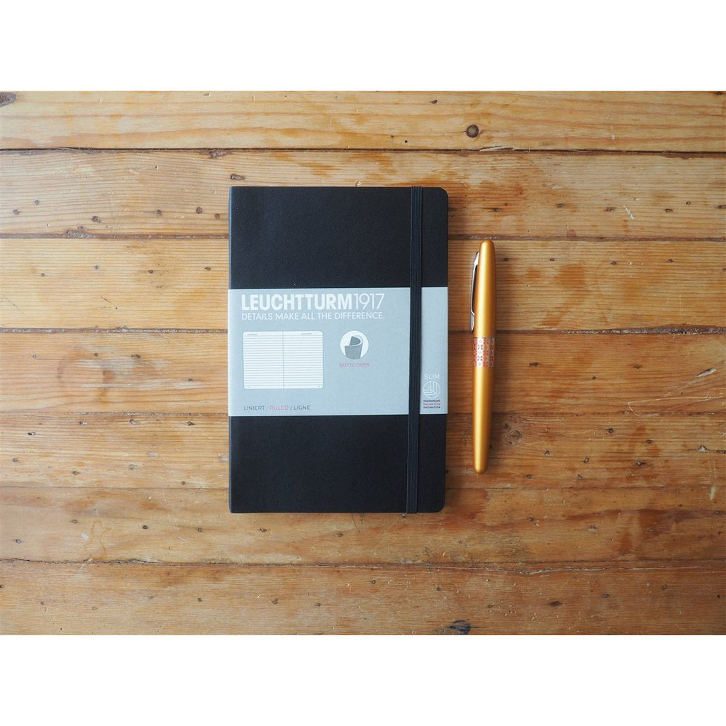 <center>Leuchtturm Softcover B6+ Notebook - Black (Lined)</center>