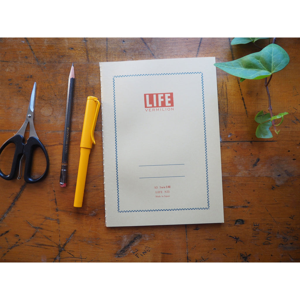 Life Japanese Stationery Vermilion Notebook A5 - Grid