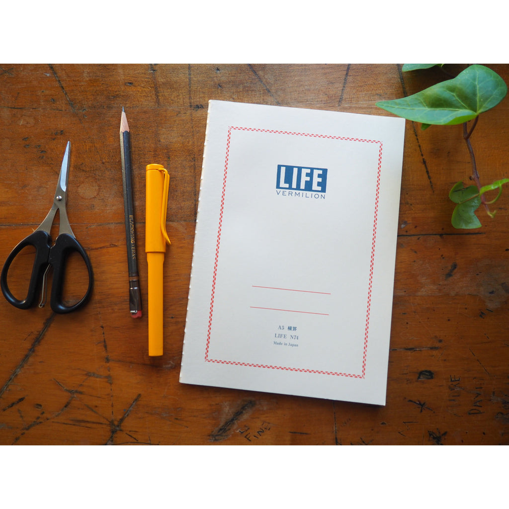Life Japanese Stationery Vermilion Notebook A5 - Ruled