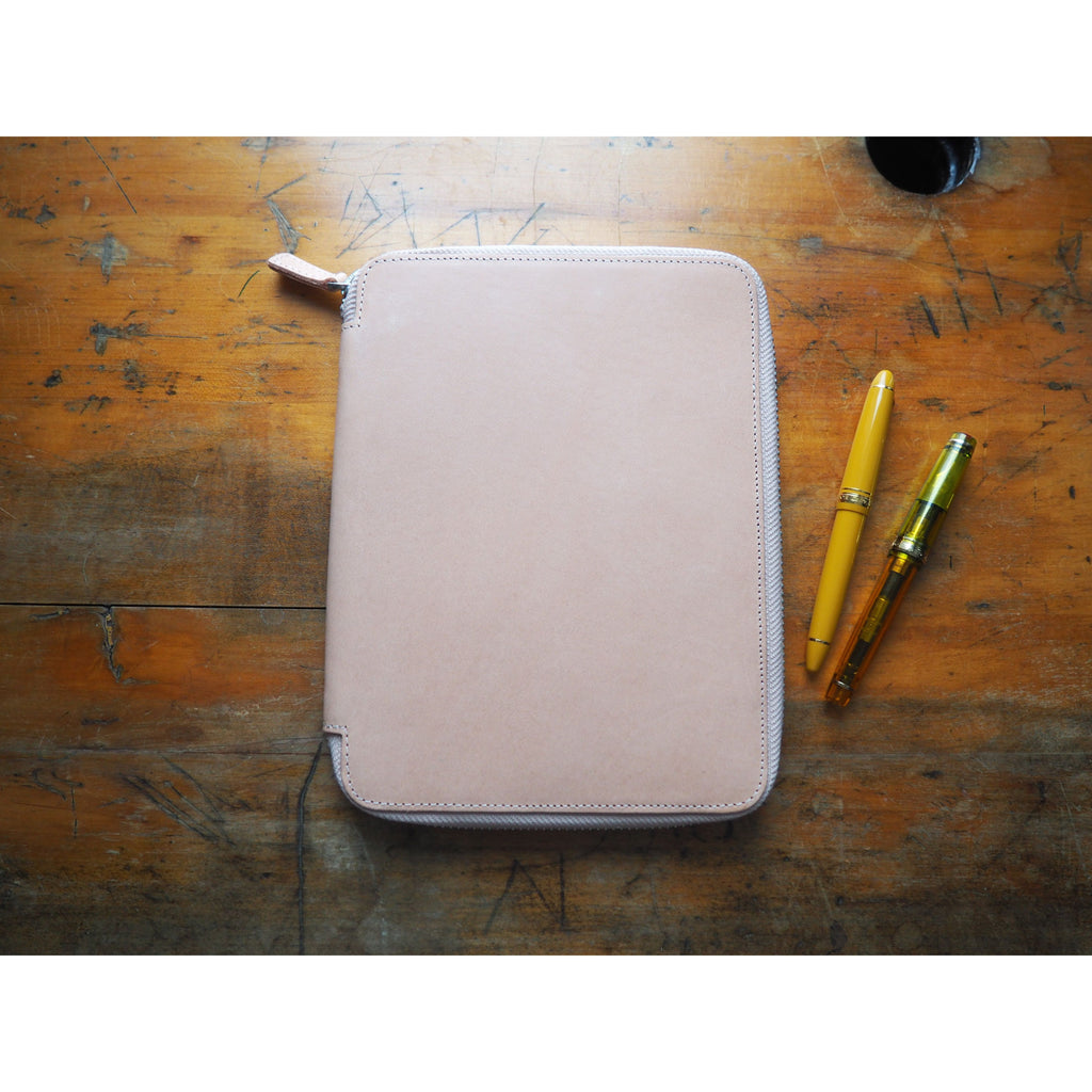 Galen Leather - Leather Zippered A5 Leuchtturm1917 Notebook Folio - Undyed Leather
