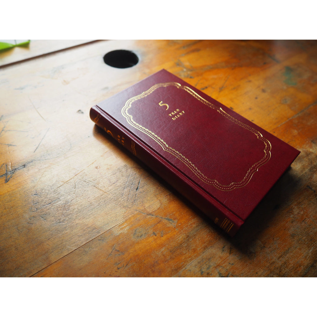 Midori 5 Years Diary - Recycled Leather Red