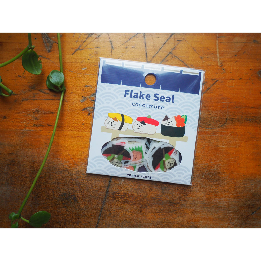 Papier Platz x Concombre - Stickers Flake Seal - 54 Pieces - Sushi Cats (51-634)