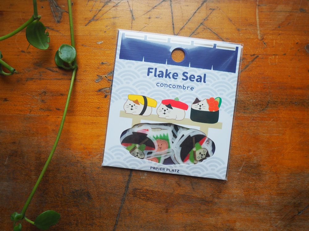 Papier Platz x Concombre - Stickers Flake Seal - 54 Pieces - Sushi Cats (51-634)