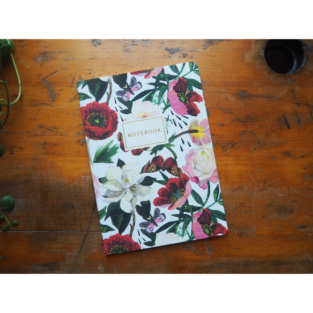 Bruno Visconti A5 Lined Notebook - Peonies