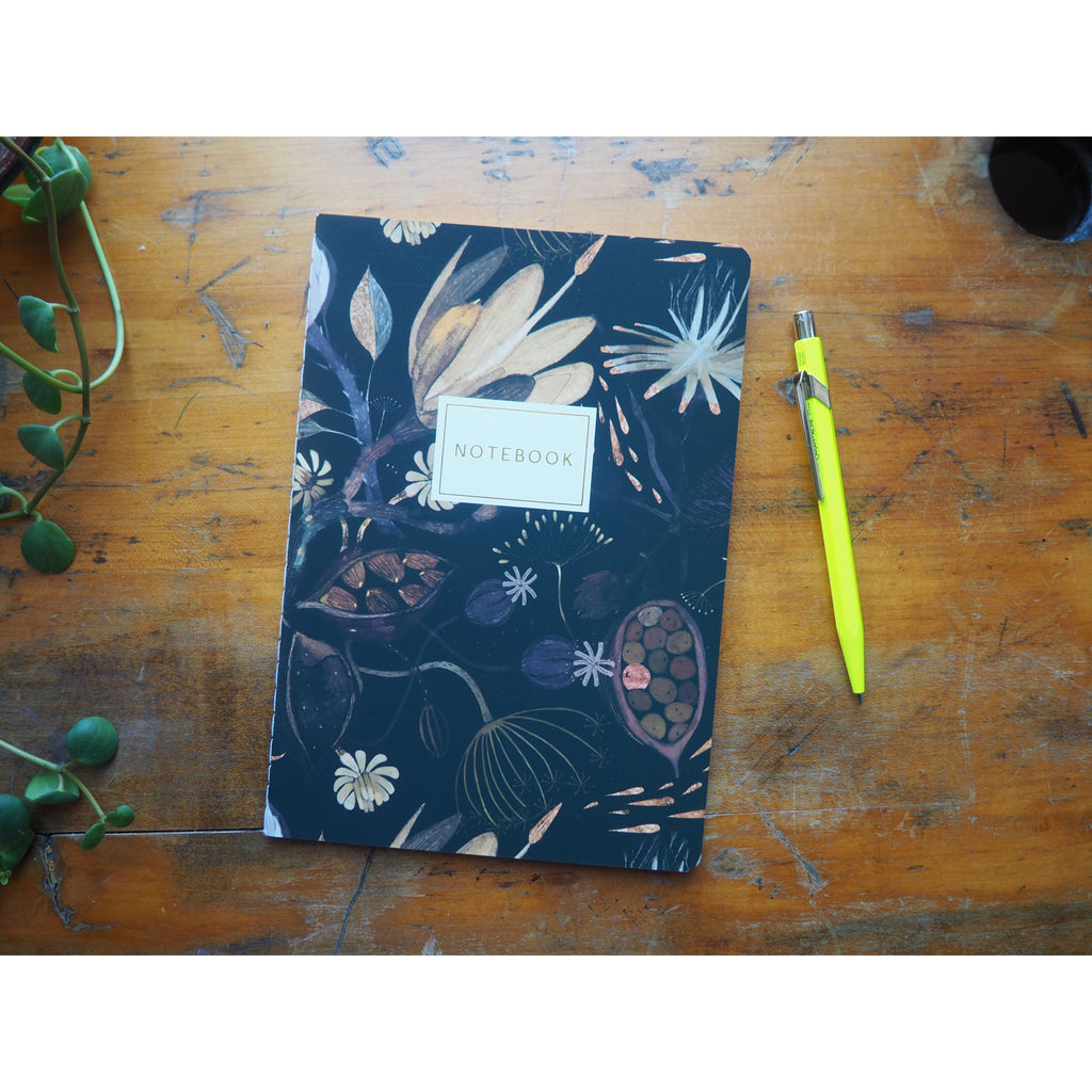 Bruno Visconti A5 Lined Notebook - Night Flowers