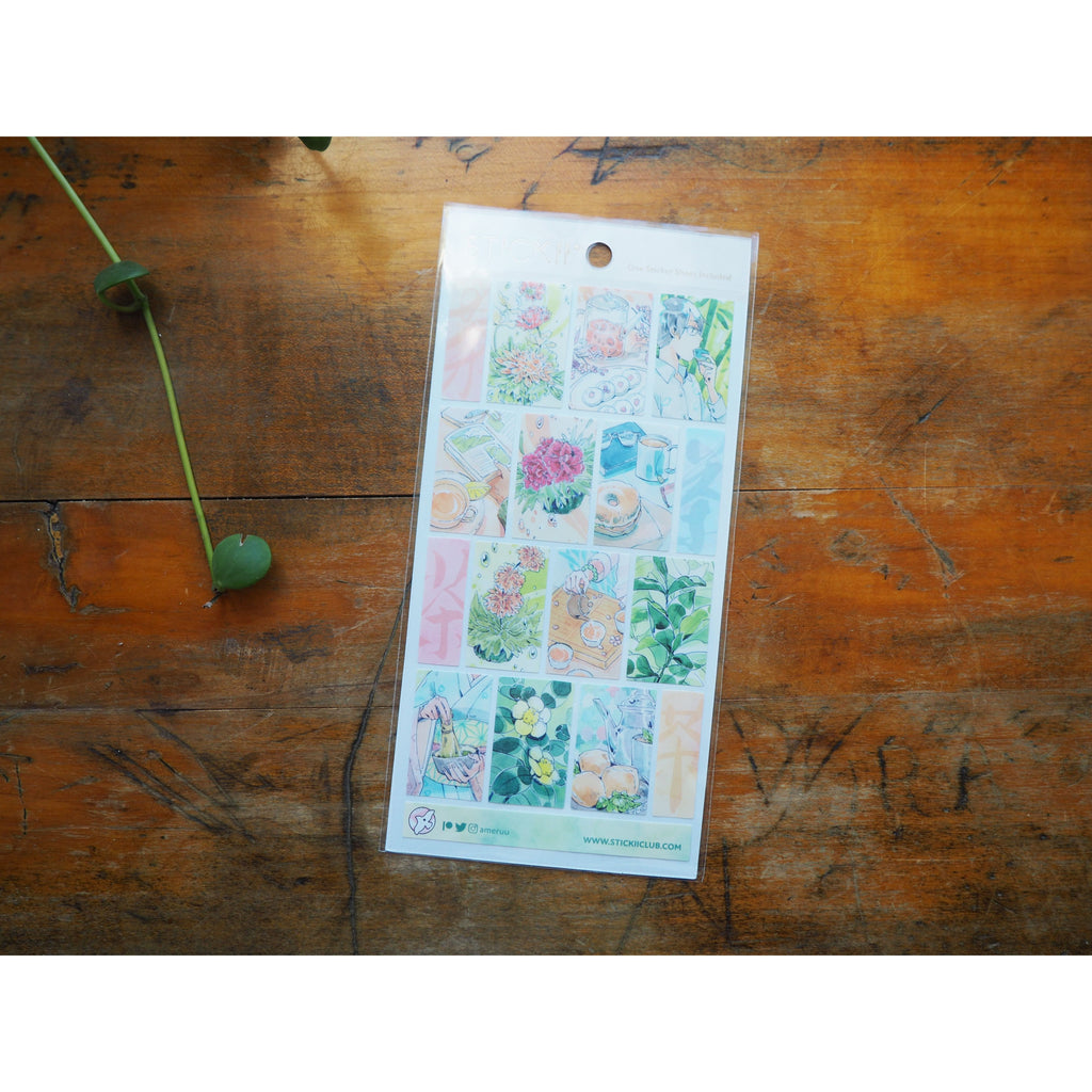 STICKII - Tea Garden Scenes Stickers  - 1 Sheet