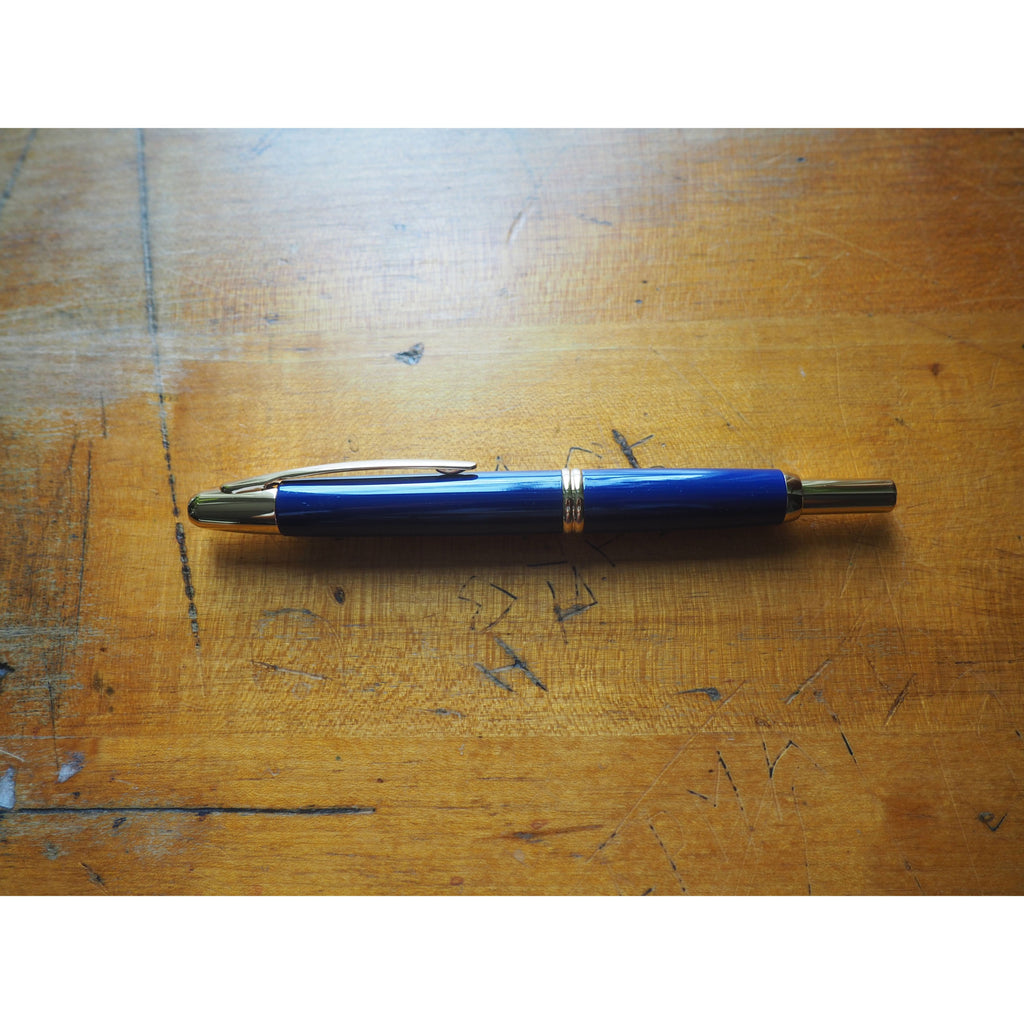 Pilot Vanishing Point Fountain Pen - Blue with Gold Trim