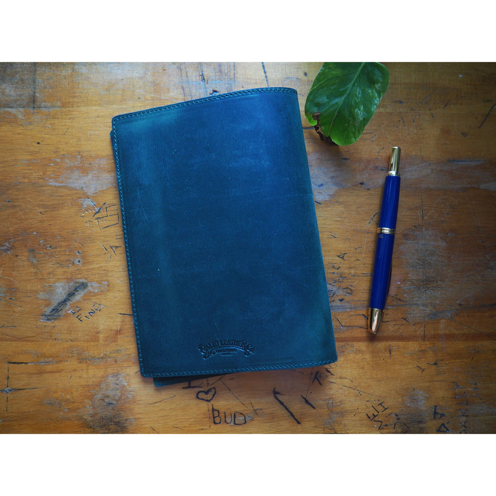 Galen Leather - Leather Slim B6 Notebook / Planner Cover - Crazy Horse Forest Green