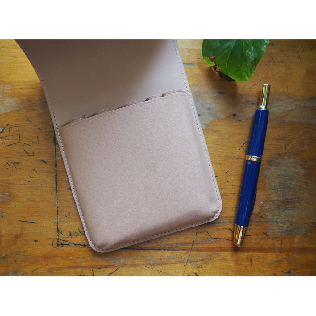 Galen Leather - Leather Flap Case for 5 Pens - Undyed Leather
