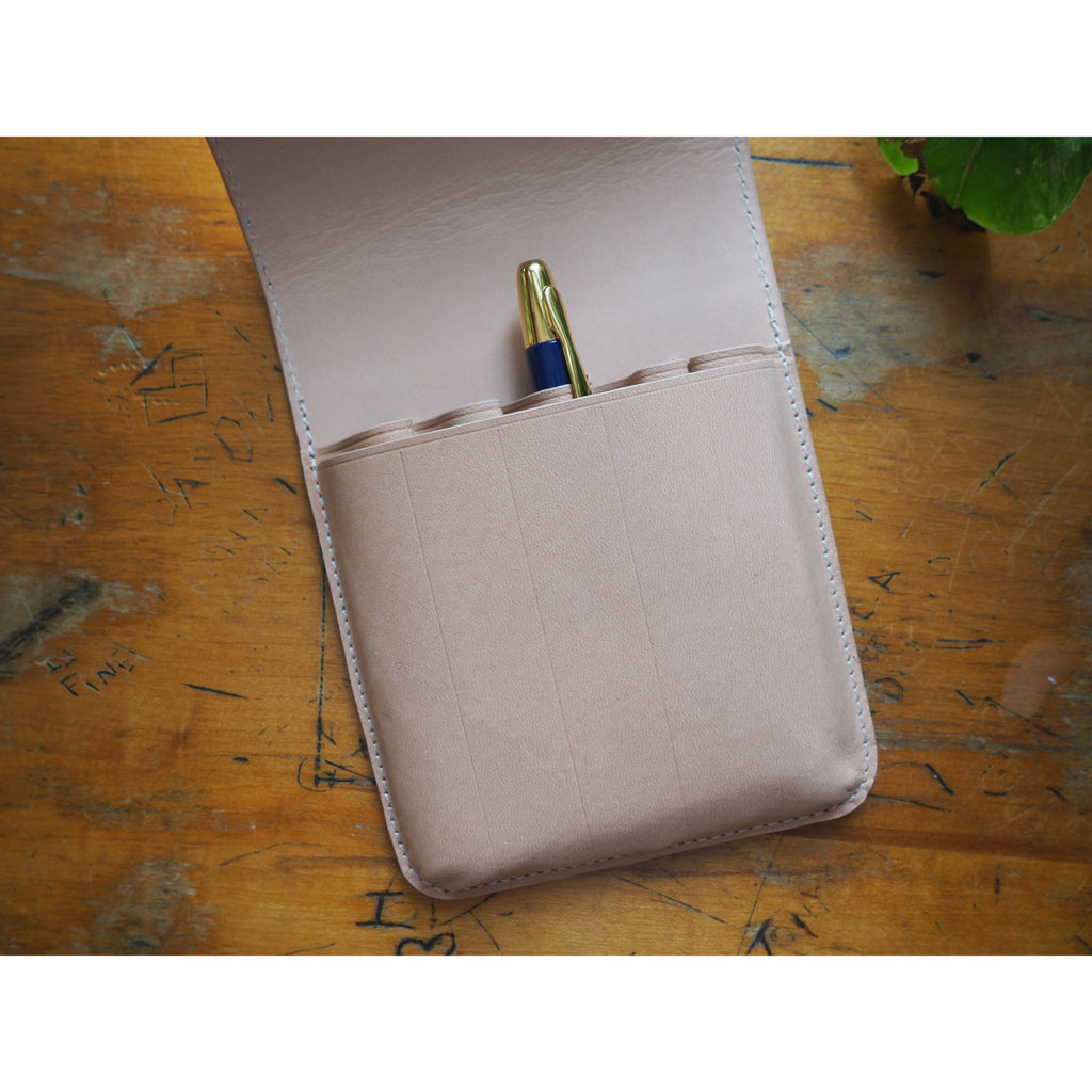 Galen Leather - Leather Flap Case for 5 Pens - Undyed Leather