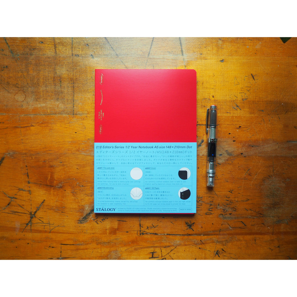 Stalogy 1/2 Year Notebook - A5 - Red - Dot