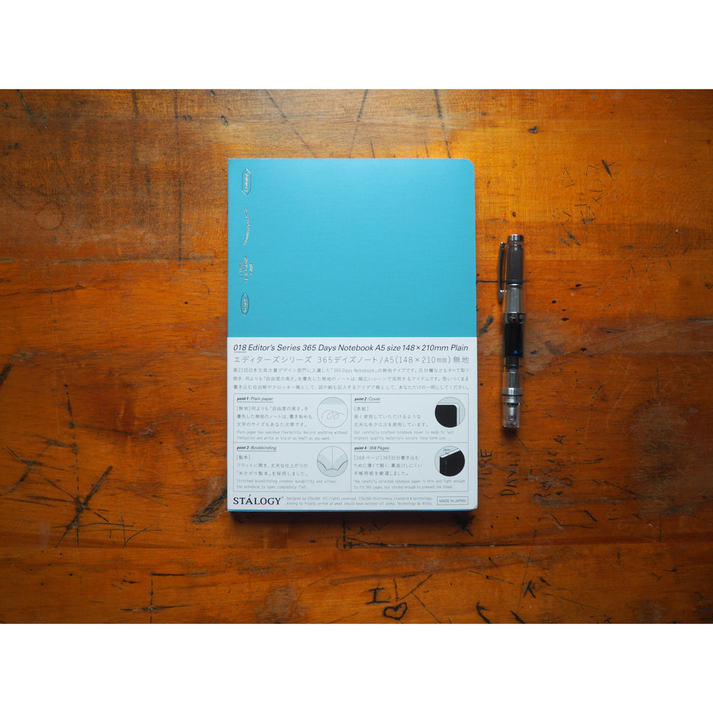 Stalogy 365 Days Notebook - A5 - Blue - Plain