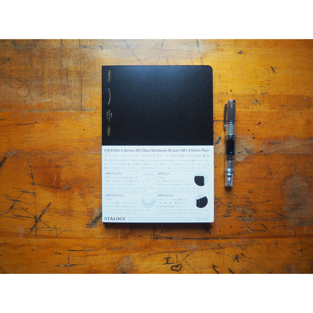 Stalogy 365 Days Notebook - A5 - Black - Plain