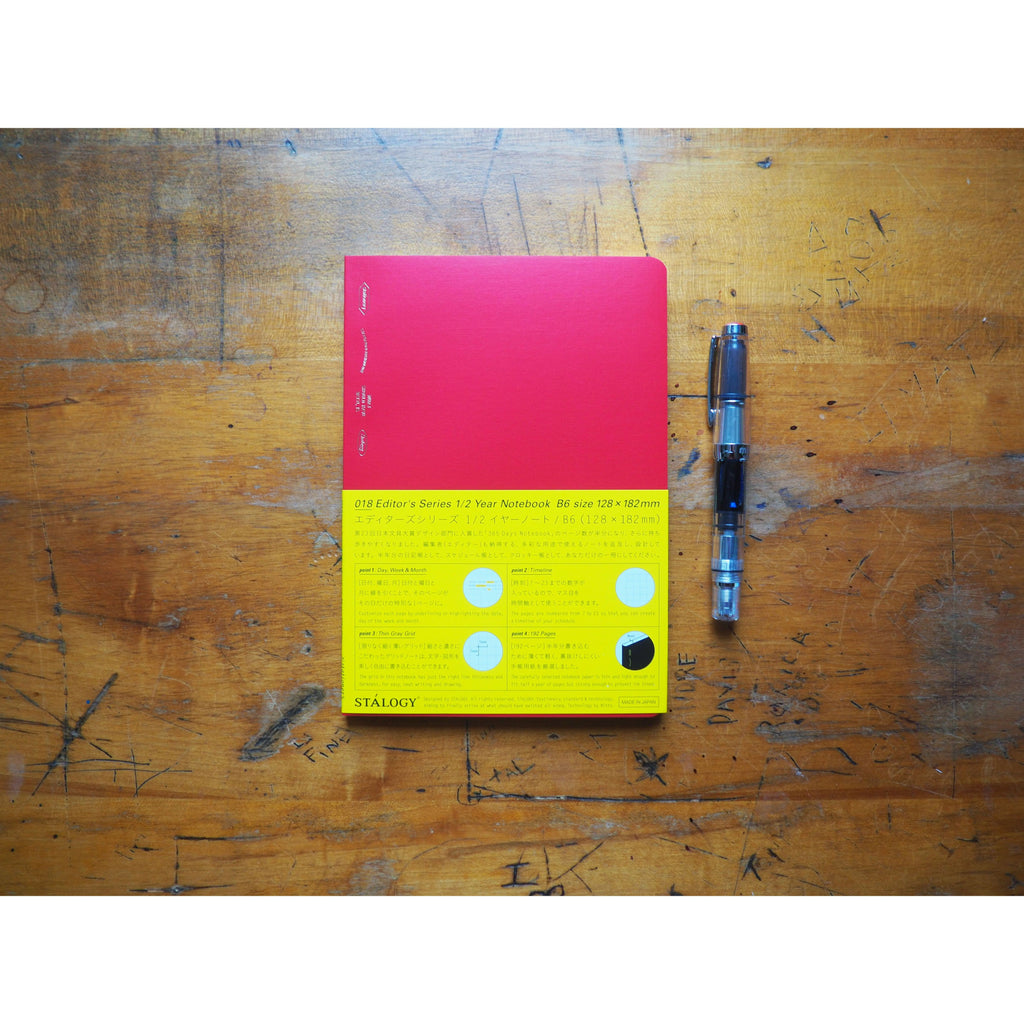 Stalogy 1/2 Year Notebook - B6 - Red - Graph