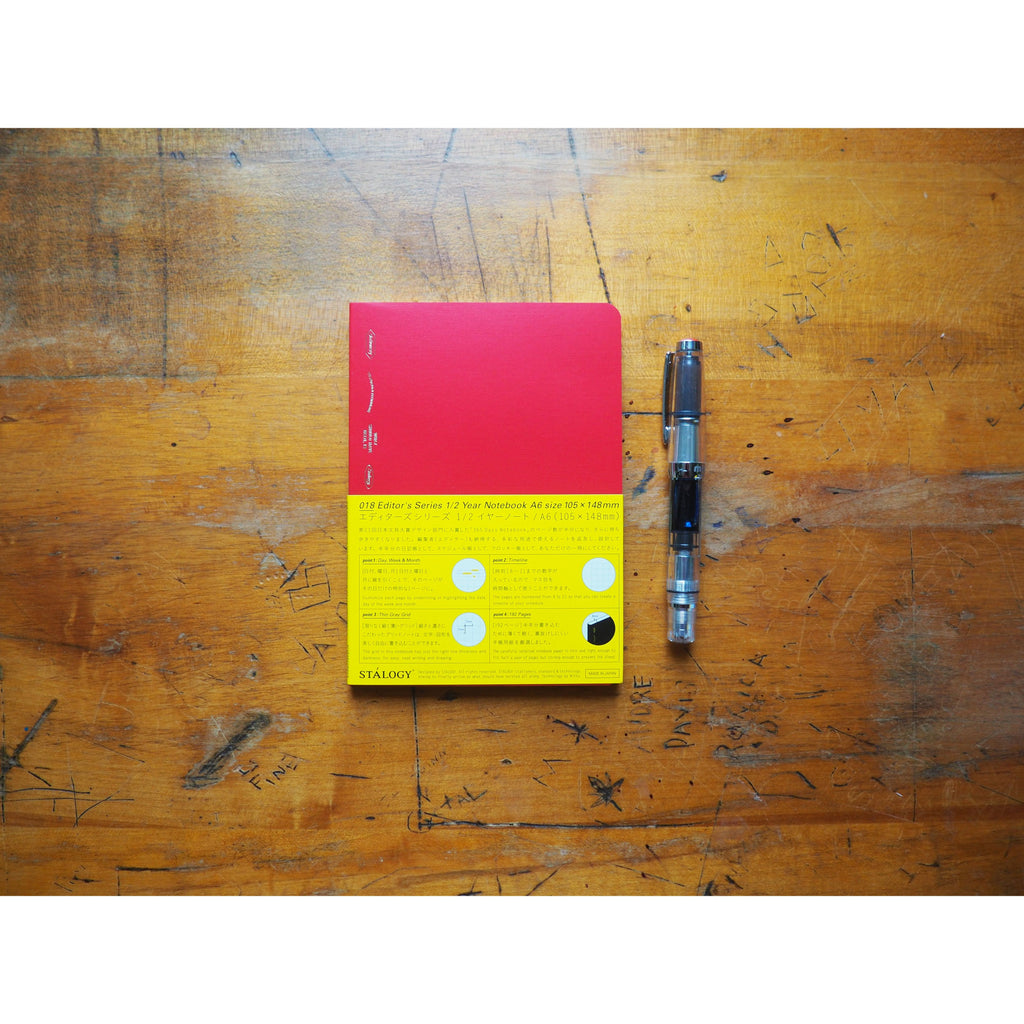 Stalogy 1/2 Year Notebook - A6 - Red - Graph