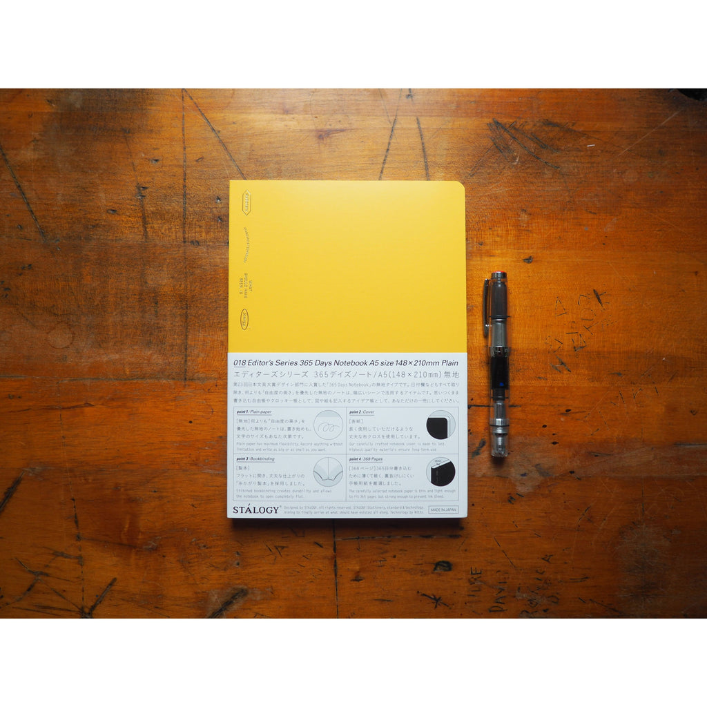 Stalogy 365 Days Notebook - A5 - Yellow - Plain